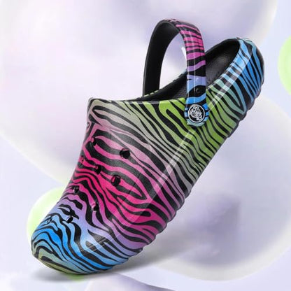 Tie-dye Women's Clogs Lightweight Slip-on Garden Shoes EVA Slippers/Sandals/Water Shoes - color: Black L001, size: 7.5 Wide