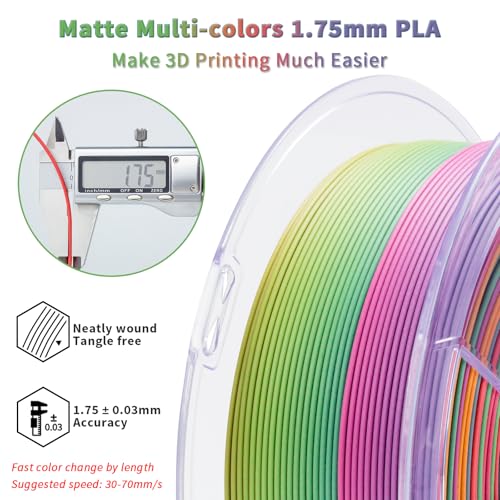 ZIRO 3D Printer Filament PLA, Fast Color Change Matte, 1KG Rainbow Blaze - color: Rainbow Blaze(matte)