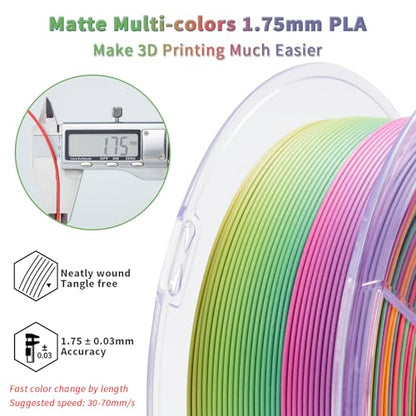 ZIRO 3D Printer Filament PLA, Fast Color Change Matte, 1KG Rainbow Blaze - color: Rainbow Blaze(matte)