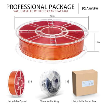 1KG 3D Printer Filament Bundle, 3 D PLA Printing Filament 1.75mm, Dual Color, +/-0.03mm, 1kg/2.2lbs Silk Golden Red - color: Gold & Red