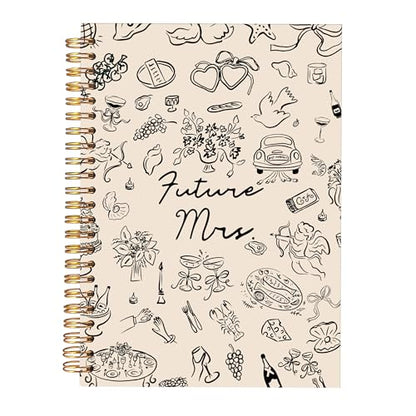 KAOWT Wedding Spiral Notebook, Wedding Engagement Journal Notebook, Future Mrs Notebooks Engagement Bride Office Supplies Gifts for Women, 5.5x8.3 Inch - color: wedding