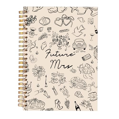 KAOWT Wedding Spiral Notebook, Wedding Engagement Journal Notebook, Future Mrs Notebooks Engagement Bride Office Supplies Gifts for Women, 5.5x8.3 Inch - color: wedding