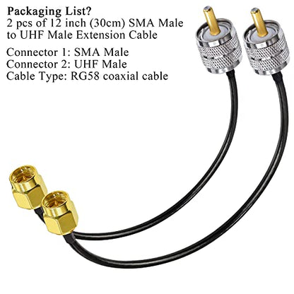 TUOLNK RG58 PL259 to SMA Male Cable 0.98ft(30cm) SMA to UHF Male Jumper - size: 0.98ft-2pcs