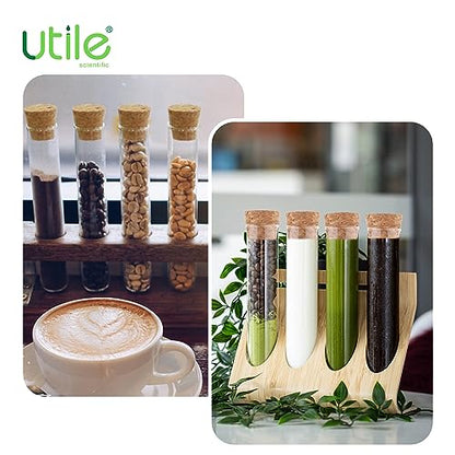 Utile 50pcs Glass Test Tubes, 3.3 Borosilicate Glass Material, 20ml Test Tubes, with Cork Stoppers and Brush, 4004.9012.50 - style: 50pcs of 16x150mm