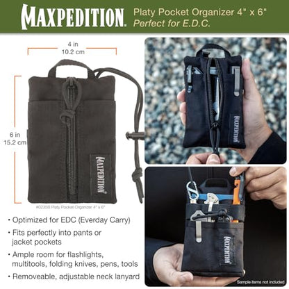 Maxpedition Platy Pocket Organizer, EDC Tool Pouch, Neck Wallet - color: OD Green, size: 4" x 6"