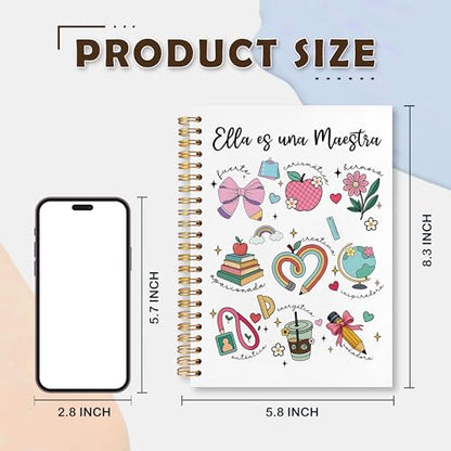 VIIJJUE Teacher Maestra Appreciation Gifts Notebook, Back to School Gifts for Teachers, Regalos Para Maestras Mujeres, Educator Hardcover Spiral Notebooks, 5.5x8.3 Inch - color: Teacher-02