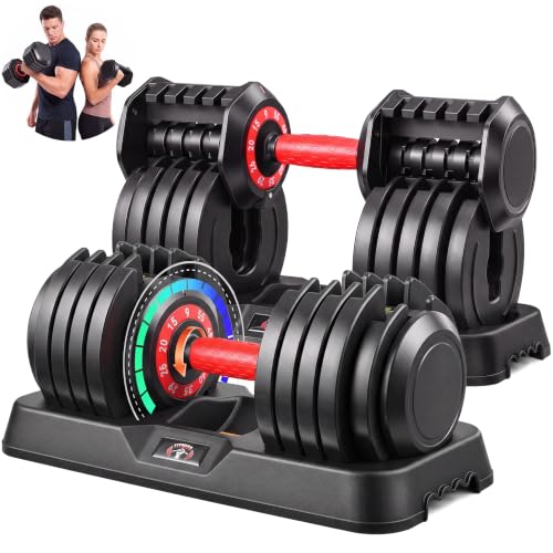 OPPSDECOR Adjustable Dumbbell Set of 2, 10-in-1 Free Weight Set 25/50/55 lb - size: 55LB-Pair