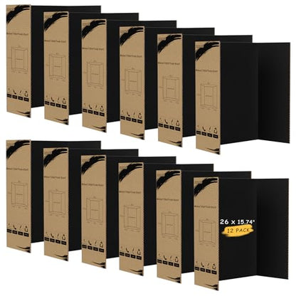 HAUTOCO 12 Pcs Trifold Poster Board 26 x 15.74'' Medium Presentation Boards - color: Black, size: 26 x 15.74''