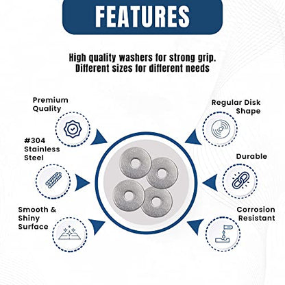 225 Pcs Metric Fender Washers Assortment Kit, 304 Stainless Steel