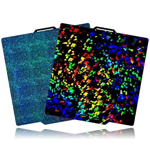 Holographic Build Plate for Bambu Lab P1S P2S X1 X1C X1E A1 - Tinytrees 257×257mm Flexible Spring Steel Plate with Flake & Starry Pattern, Easy Release 3D Printer Bed for PLA TPU PETG ABS - style: Flake+Starry