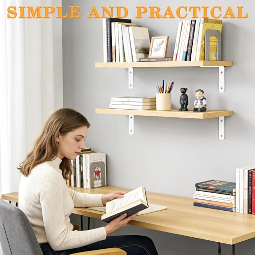 Alise White Floating Shelf Brackets 5x3 Inch,L Brackets for Shelves,4 Pcs - color: White, size: 5x3 Inch