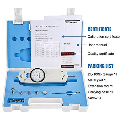 BAOSHISHAN 100lb Push Pull Force Gauge with Calibration Certificate - size: 100LB
