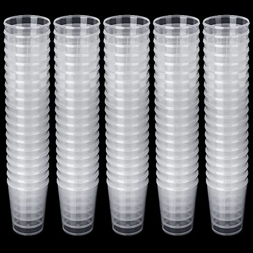 DAJAVE 100Pcs 50ML Plastic Graduated Measuring Beaker Set, Clear Resin Mixing Cups, Liquid Container Beakers for Lab Use, Graduations Liquid Container Beakers, Tapered Spout