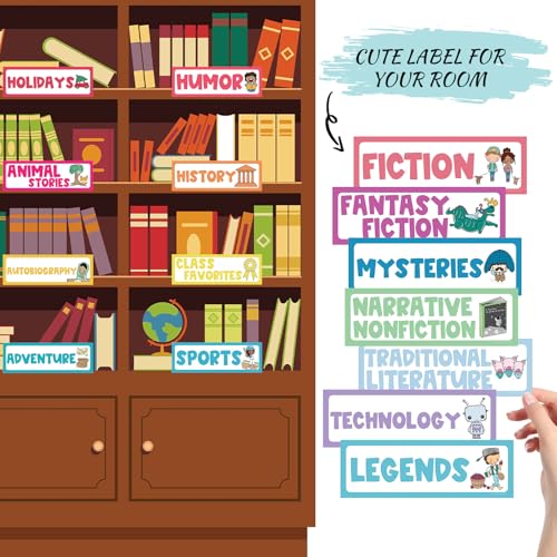 Tinlade 56 Pcs Classroom Reading Corner Label Library, Classic - style: Classic