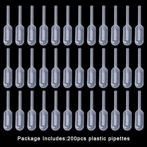 200PCS 1ml Cupcake Pipettes, Food Grade Plastic Transfer Pipettes, Disposable Liquid Dropper Pipettes for Chocolate, Strawberries, Children's Painting, Kitchen Supplies, Strip