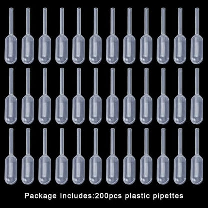 200PCS 1ml Cupcake Pipettes, Food Grade Plastic Transfer Pipettes, Disposable Liquid Dropper Pipettes for Chocolate, Strawberries, Children's Painting, Kitchen Supplies, Strip