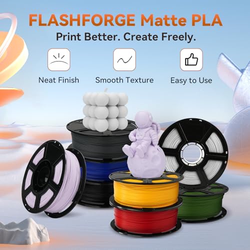 FLASHFORGE PLA Filament 1.75mm +/- 0.02mm, Matte Purple 3D Printer Filament 1kg (2.2lbs) Spool, Excellent Printing Performance, Easy to Use for Most FDM 3D Printers - color: Matte Purple