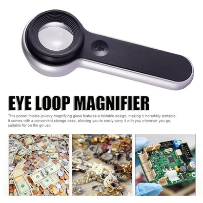Handheld Magnifier Loupe 60x with UV and LED Lights, USB Rechargeable Illuminated Jewelers Loupe Optical Glass Magnifying Glass for Diamond, Jewelry, Coins, Stamps, Currency, Circuit Board