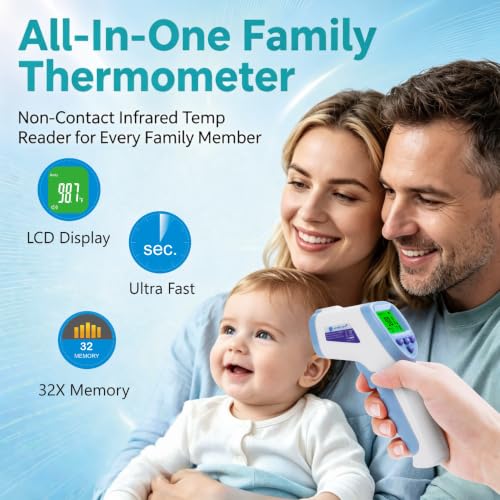 Digital Forehead Thermometer for Kids, Adults, and Babies - color: BlueWhite