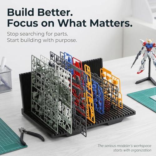 HUBEST Model Parts Organizer, Foldable L-Shape Rack for Gundam Building Kit