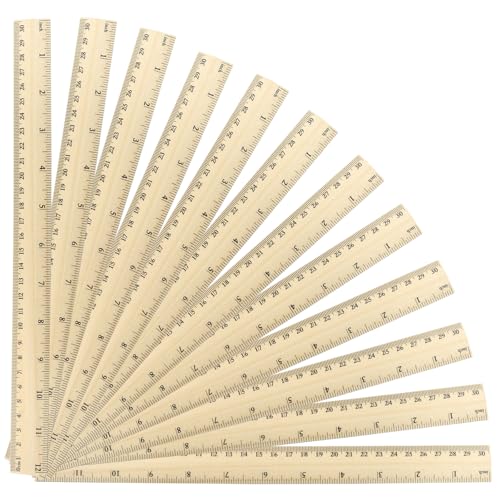 Wooden Rulers 12 Inch/30cm, 12 Pcs - color: 12pcs