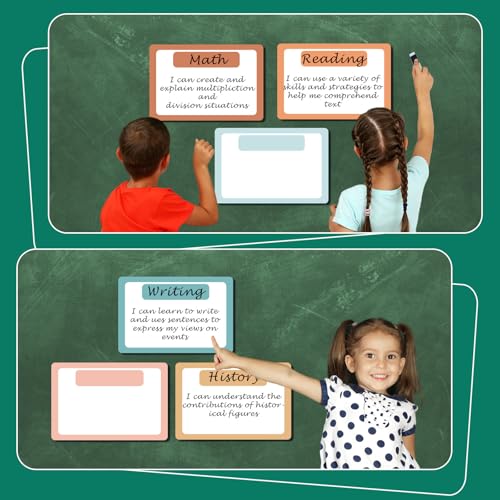 EggSun 7 Pack Magnetic Write & Wipe Paper Organization Chart,Pen Dry Erase Objectives Labels Learning Magnets for Classroom Organization Whiteboard Teacher Student Teaching Supplies,Boho - style: Boho
