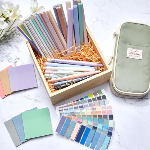 135 Pcs Book Annotation Kit with Pencil Case, 12 Pastel Highlighters, 11 Gel Pens, Fine Marker, 300 Transparent Sticky Notes, 2640 Index Tabs, Bible Study Supplies Kit(Classic,Light Green) - color: Light Green, style: Classic