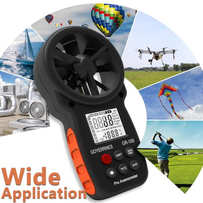 Handheld Anemometer with Tripod, Digital Wind Speed CFM Meter - size: Compact