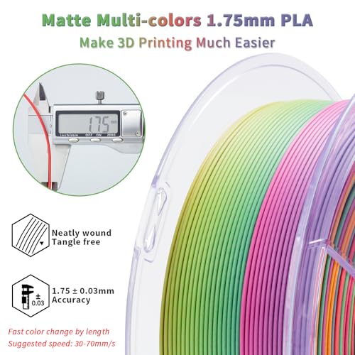 ZIRO Matte Fast Color Change PLA 4 Pack Bundle, No-Shine 1KG X 4 Spool - color: Matte Fast Color Change-4pack (Pastel Spectrum, Rainbow Blaze, Peachy Sunrise, Dreamy Dusk)