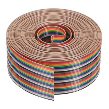 MECCANIXITY 1 Pcs 30Pin Flat Rainbow Ribbon Cable 20 Ft 1.27mm Pitch Breadboard Jumper Wires for Electronic Projects - size: 20 Ft, style: 30P