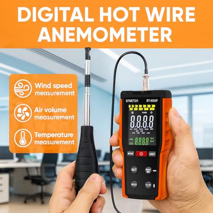BTMETER Hot Wire Anemometer Dual Port Manometer Kit - 12 Selectable Units - color: Red