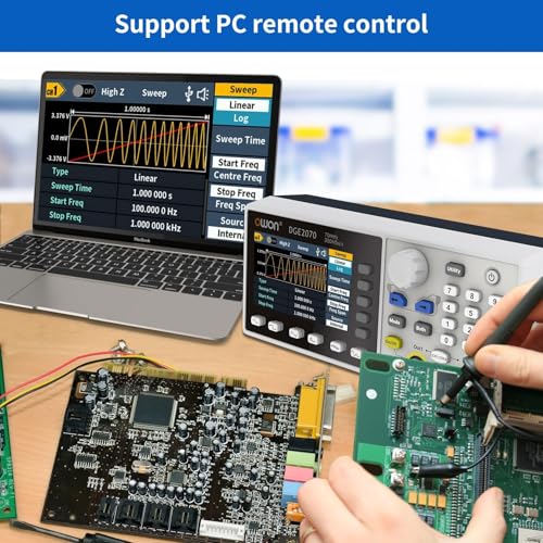 OWON DGE2070 70MHz Dual Channel Arbitrary Waveform Generator, 300MSa/s Sampling Rate, 14-Bit Resolution, 150 Built-in Waveforms, 3.6” LCD, Portable Signal Generator for Lab & Electronics Testing - style: O-DGE2070