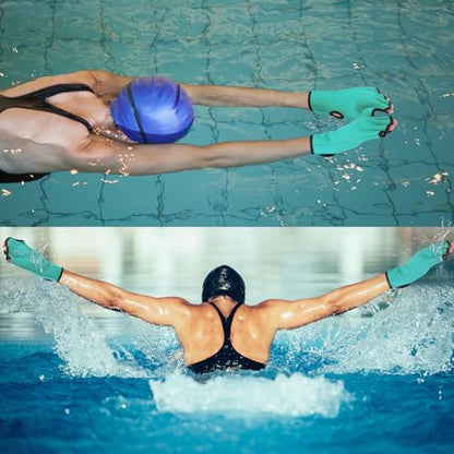 Seenelling Water Aerobics Set for Adults Neoprene Swim Gloves 2 Foam Aquatic Dumbbells Pool Exercise Equipment Water Weights for Aquatic Fitness Low Impact Pool Workouts - color: Mint Green