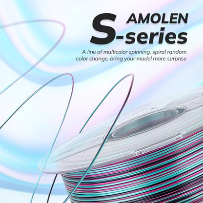 AMOLEN Silk PLA 3D Printer Filament, Shiny Multicolor Rainbow PLA Filament 1.75mm, Fast Color Change PLA 3D Printing Filament for Most FDM 3D Printer, Black Turquoise Magenta, 1kg (2.2lbs) - color: Black/Turquoise/Fuchsia