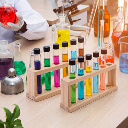 Wenqik 2 Pack Wooden Test Tube Rack, 6 Holes 15 mm Pine Wood Lab