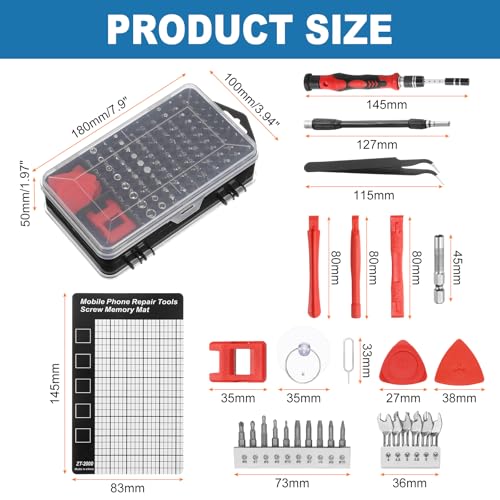 HARFINGTON 140 in 1 Magnetic Precision Screwdriver Set with 99 Bits,Red - color: Red