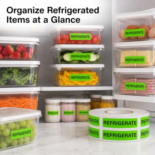 1000 PCS Refrigerate Stickers 1.6"x0.4" Waterproof Vinyl Green - color: Green, Black