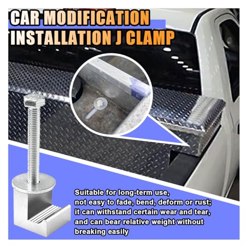 smilfuy 4PCS Truck Tool Box Mounting Clamp Kit, J Hooks No Drilling, Silver - color: Silver