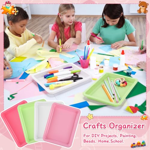 Mimorou 20 Pcs Small Plastic Art Sand Tray, White, Pink, Green - color: White, Pink, Green