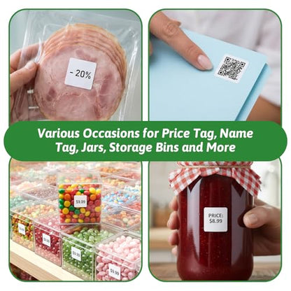 1" x 1" (25 mm x 25 mm) Blank Square QR Code Label, Square Removable Labels, Price Stickers for Both Home and Office, No Residue, 1380 Labels