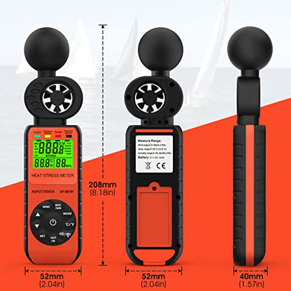 Heat Stress Meter Anemometer AP-881W Outdoor Wet Bulb Globe Thermometer