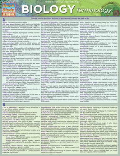 Biology Terminology: QuickStudy Laminated Reference Guide