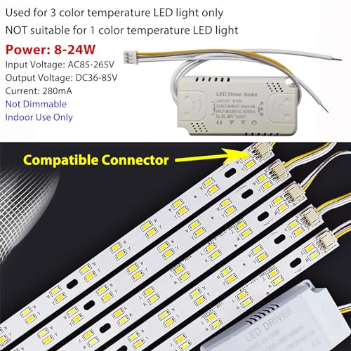 LED Driver 8-24W for Multi-Color Ceiling Strip Spot Light Module Panel, Replacement LED Power Supply Transformer Starter Adapter, Input AC85-265V Output DC36-85V - style: SF 8-24W 3CCT