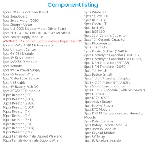 ELEGOO UNO R3 Most Complete Starter Kit V2.0 Compatible with Arduino