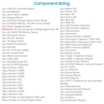 ELEGOO UNO R3 Most Complete Starter Kit V2.0 Compatible with Arduino