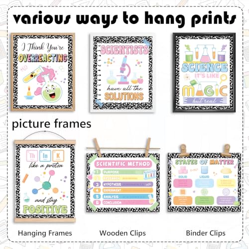 Marspark 18 Pcs Composition Notebook Science Posters for Classroom, Inspirational Science Posters Classroom Decor, Educational Bulletin Board Sets for Elementary Middle High Schools Supplies - style: Science