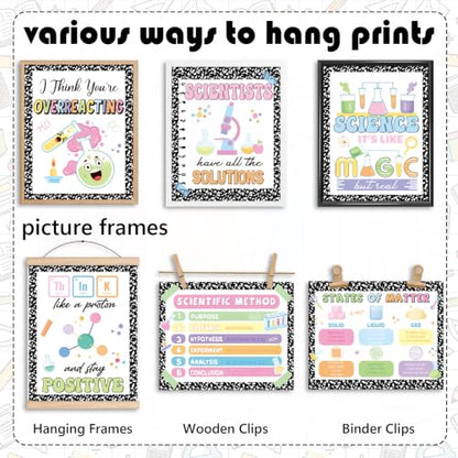 Marspark 18 Pcs Composition Notebook Science Posters for Classroom, Inspirational Science Posters Classroom Decor, Educational Bulletin Board Sets for Elementary Middle High Schools Supplies - style: Science