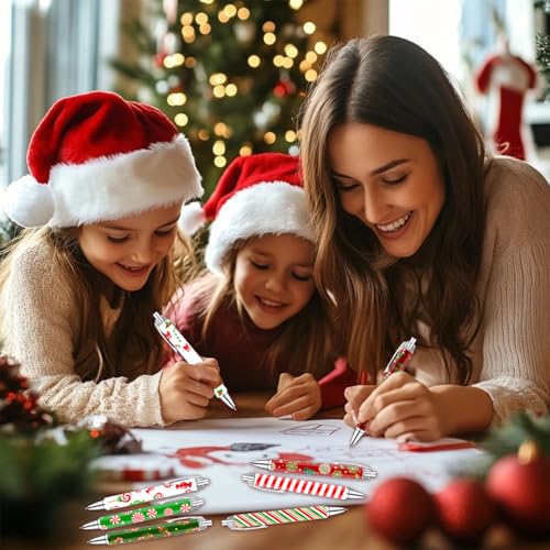 Idealmuzik Candy Cane Pens Set – Cute Holiday-Themed Gel Pens for Kids, Teachers, and Office Gift Exchange – Red and White Candy Cane Designs – Perfect Stocking Stuffers and Stationery Gifts,8 Pack - color: Christmas