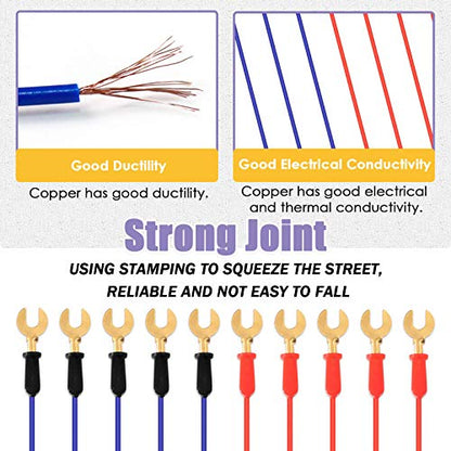 Swpeet 10Pcs Red + Blue Interconnect Circuit Wire Kit, Perfect for Physics Laboratory Electricity Connection,Demos Teaching Basic Principles of Electricity and Simple Circuit Wire Works - style: Interconnect Circuit Wire