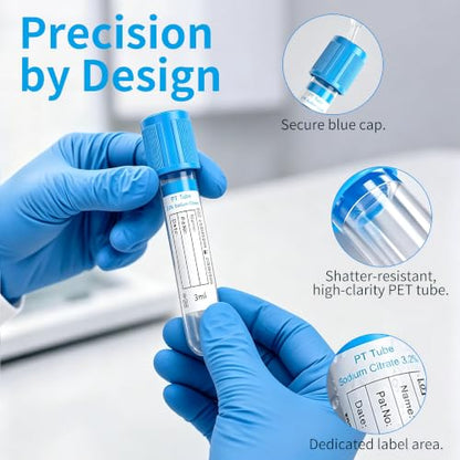 100 Pcs 3ml Plastic Tubes with Blue Caps for Laboratory Use - color: Blue-3ml-100